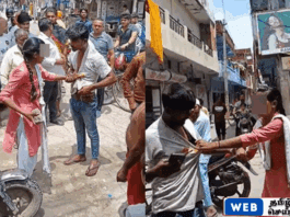 தொல்லை கொடுத்த வாலிபருக்கு சட்டையை பிடித்து கன்னத்தில் அறைந்த மாணவி வைரலான வீடியோ
