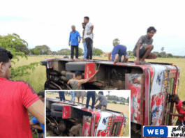 யாழில் வட்டுக்கோட்டையில் தனியார் போக்குவரத்து சேவையில் ஈடுபடும் பேருந்து பாய்ந்து பேருந்து விபத்து
